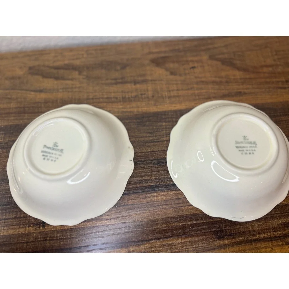 Homer Laughlin Virginia Rose Cream Bowls Set of 2 Scalloped Rim‎ Floral Detail